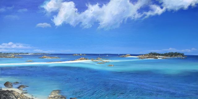Les Ébihens, vus de Saint-Jacut-de-la-Mer
