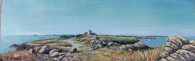 La pointe du Grouin, la baie à gauche, Saint-Malo à droite